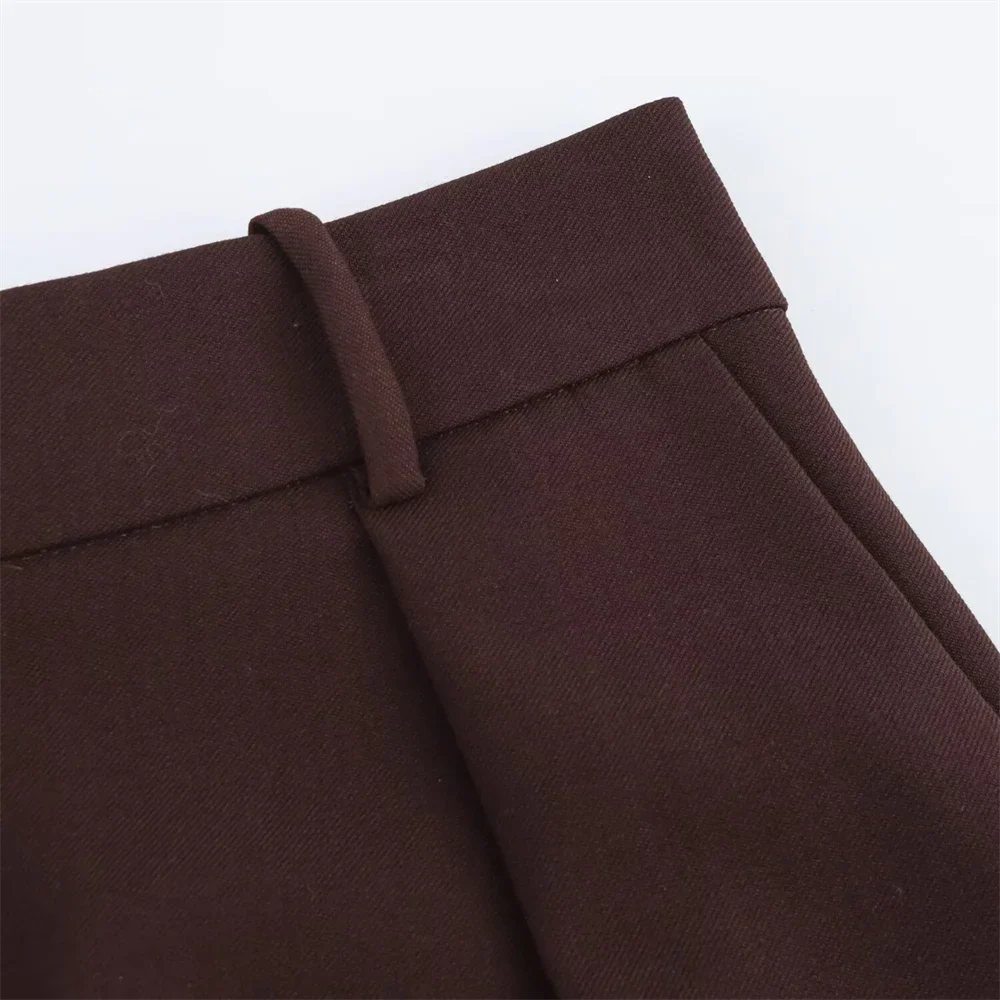 Classic Women's Suit Set Dark Brown Blazer and Tailored Trousers