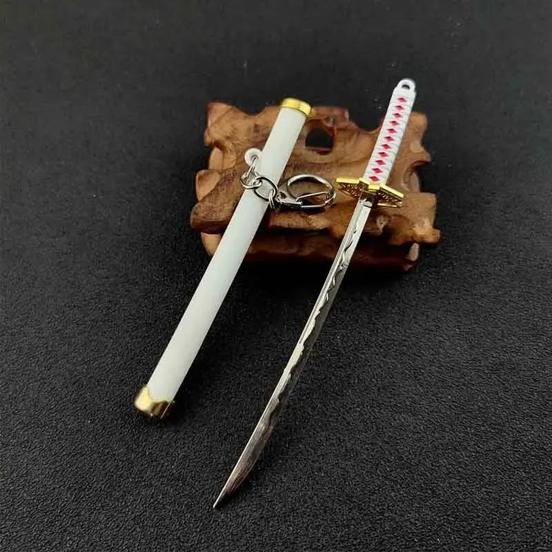 Mini Roronoa Zoro Samurai Sword Keychain Anime Katana Scabbard Ring for Men and Women Cosplay Jewelry Gift