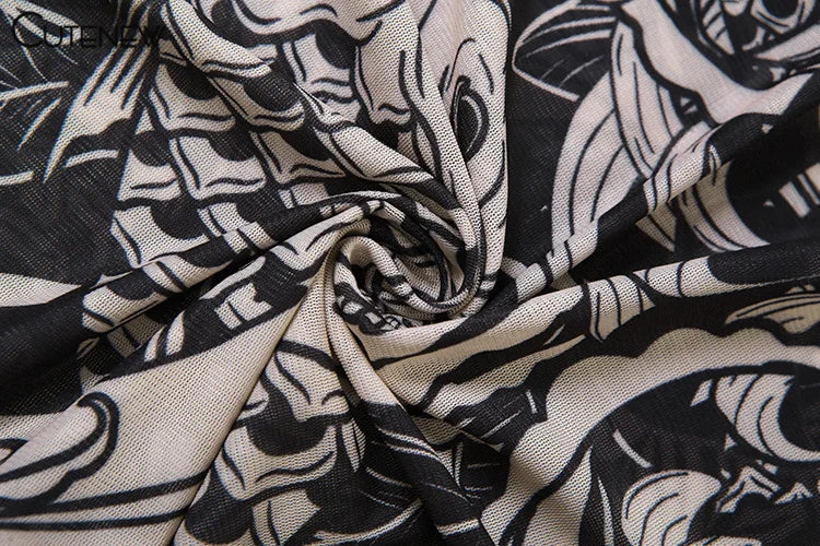 Elegant Long Sleeve Printed Maxi Dress With O Neck