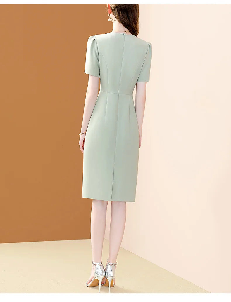 Elegant O Neck Embroidered A Line Dress For Women Casual