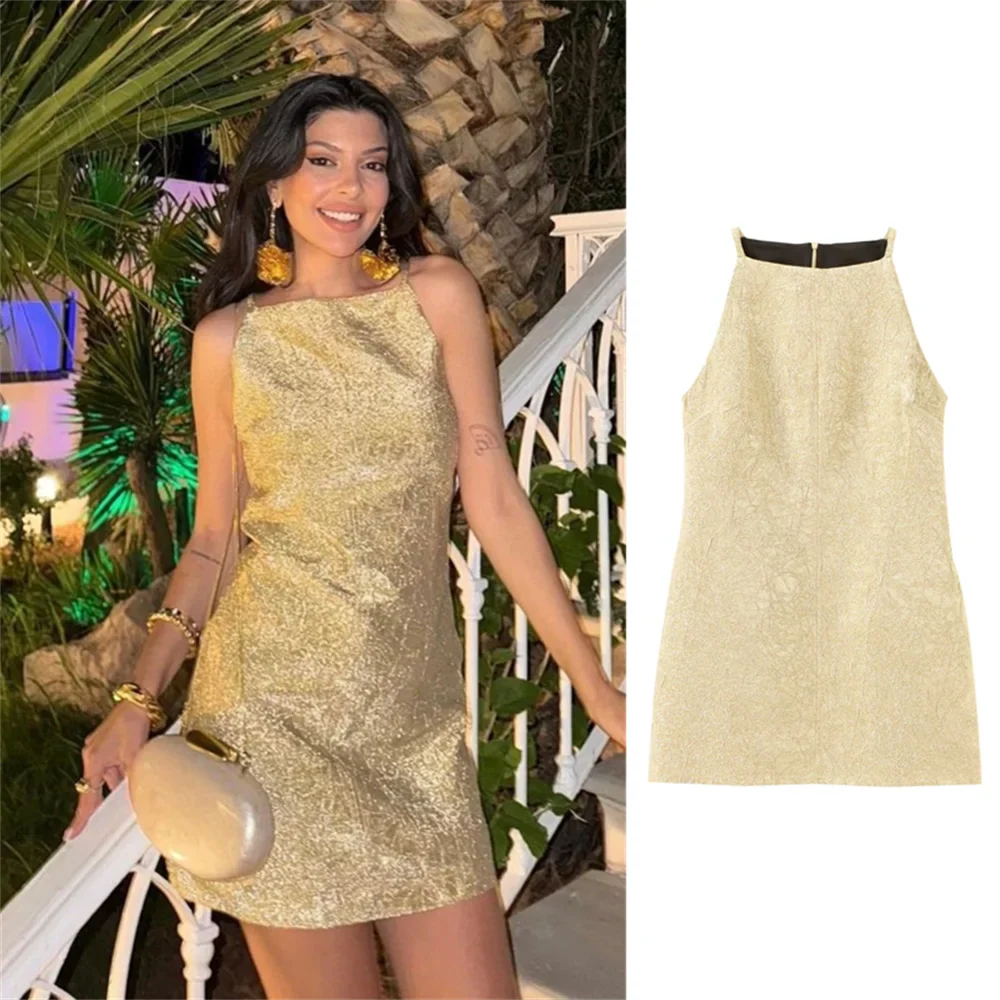 Elegant Spring Slim Fit Sleeveless Round Neck Dress Women