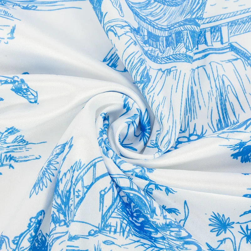 Women's Summer Two-Piece Set Sleeveless Strapless Retro Print Top and High Waist Slim Mini Skirt Streetwear Outfit