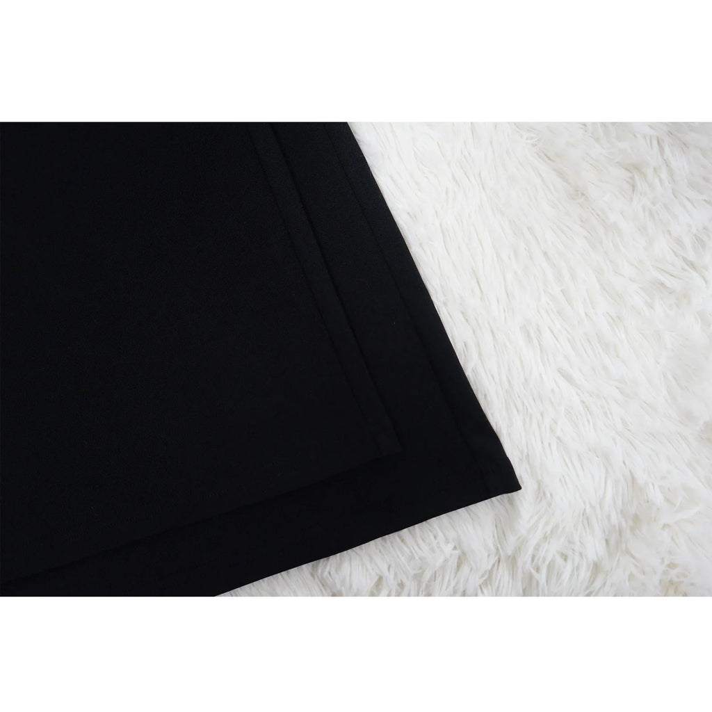 Women Long Sleeve Patchwork Romper Jumpsuit with Waist Cincher Wide-Leg Pants Elegant Office and Party Playsuit