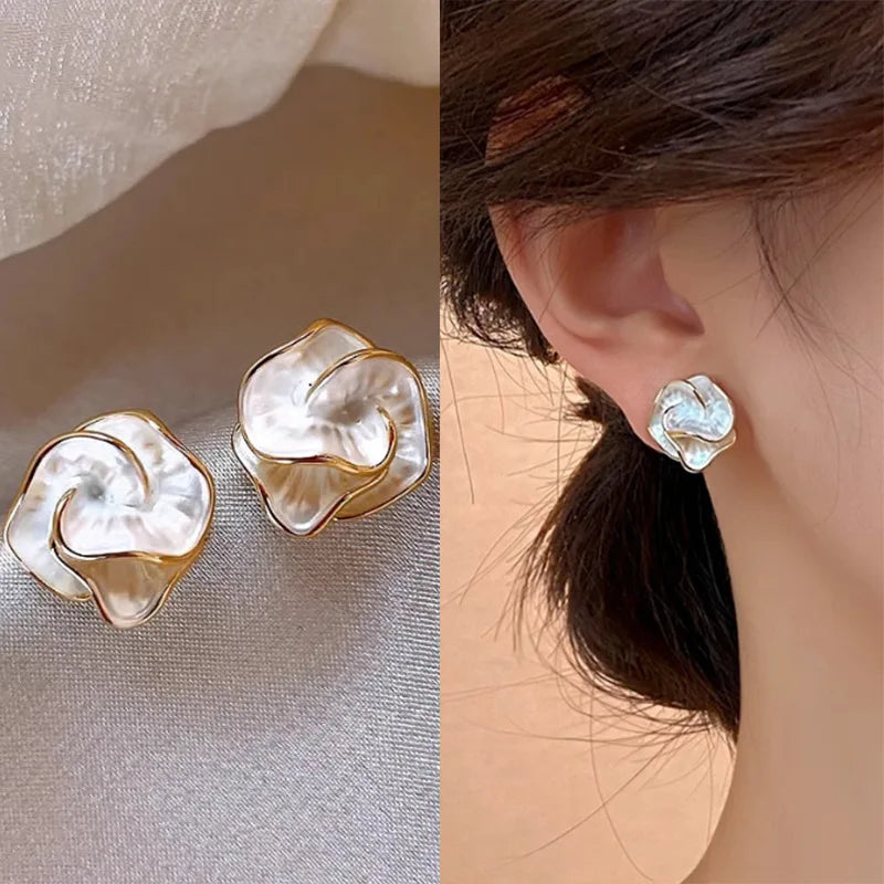 Delicate Camellia Flower Stud Earrings for Women Elegant Daily Jewelry Gift
