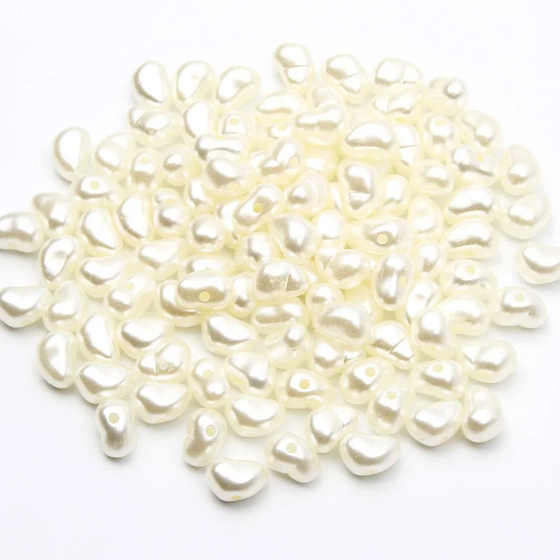 100pcs 7x10mm Irregular Beige Acrylic Pearl Beads for Jewelry Making and DIY Bracelet Necklace
