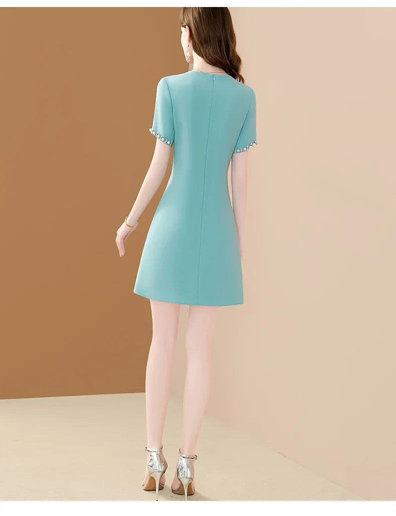 Embroidered Flare Dress For Women Office A Line Style