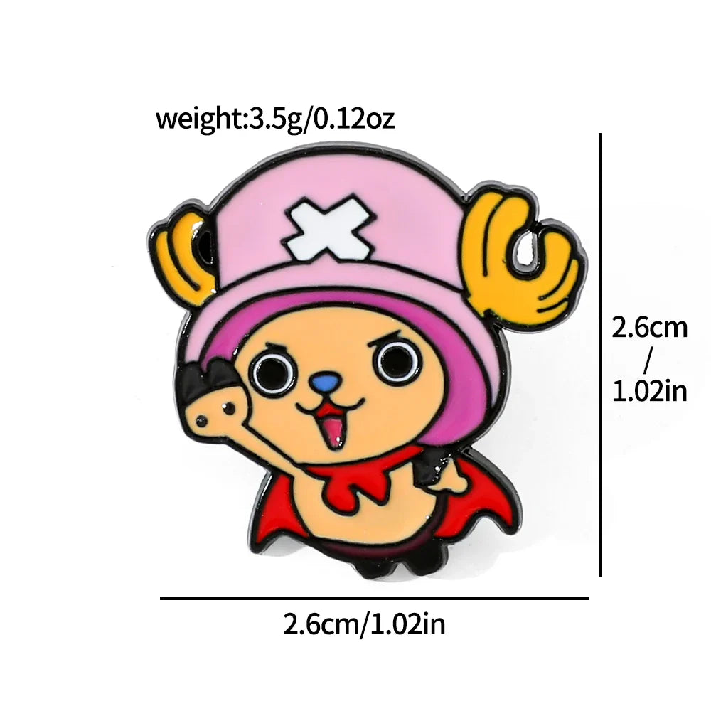 5 Pcs Cartoon Monkey Enamel Pin Set Featuring Luffy and Tony Chopper Brooches for Backpack Accessories