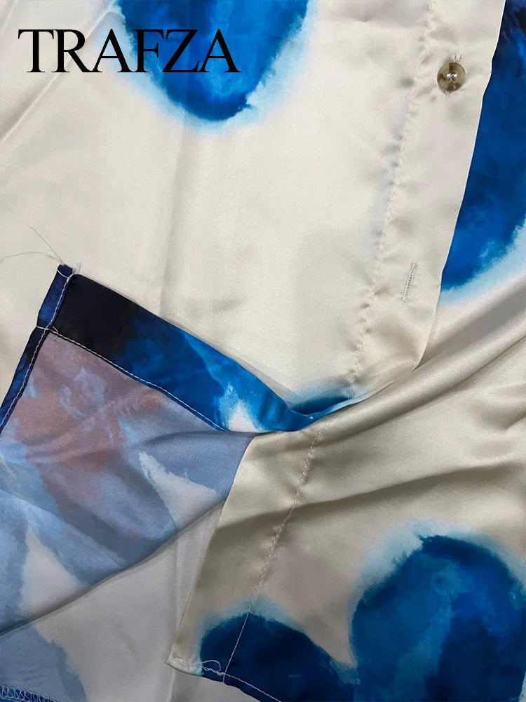 Floral Print Button-Up Shirt and Elastic Waist Wide Leg Pants Summer Set for Women