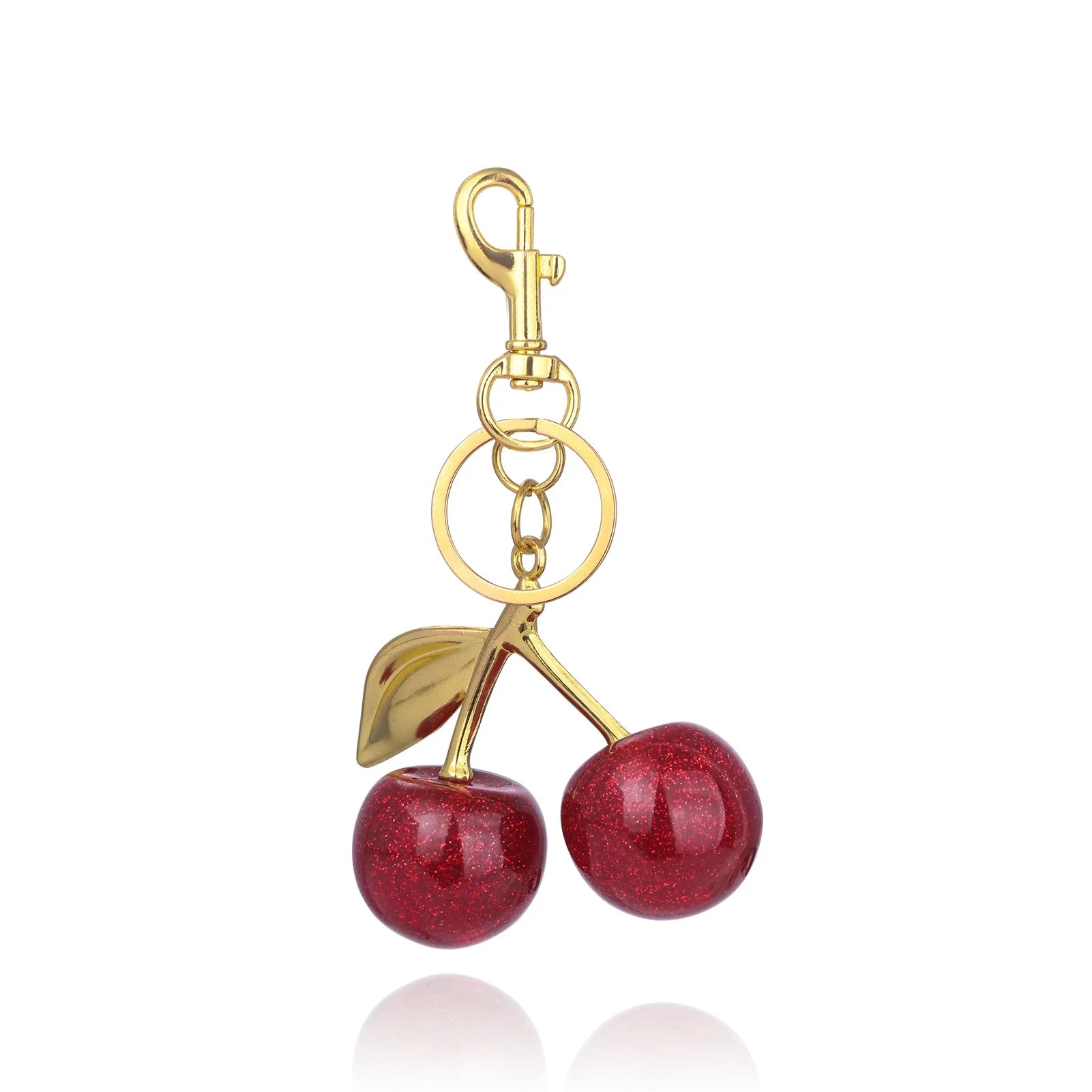 Red Cherry Keychain Summer Fruit Pendant Keyring for Women and Men Jewelry Bag Accessory Gift