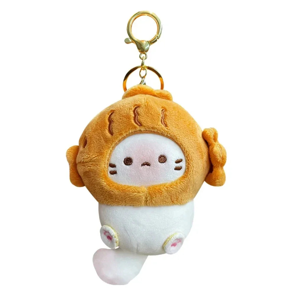Cute Cocoa Cat Plush Keychain Pendant for Schoolbags and Dolls