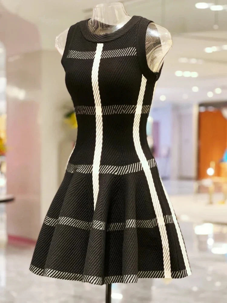 Elegant Black Knit Dress For Women Sleeveless Party Dress