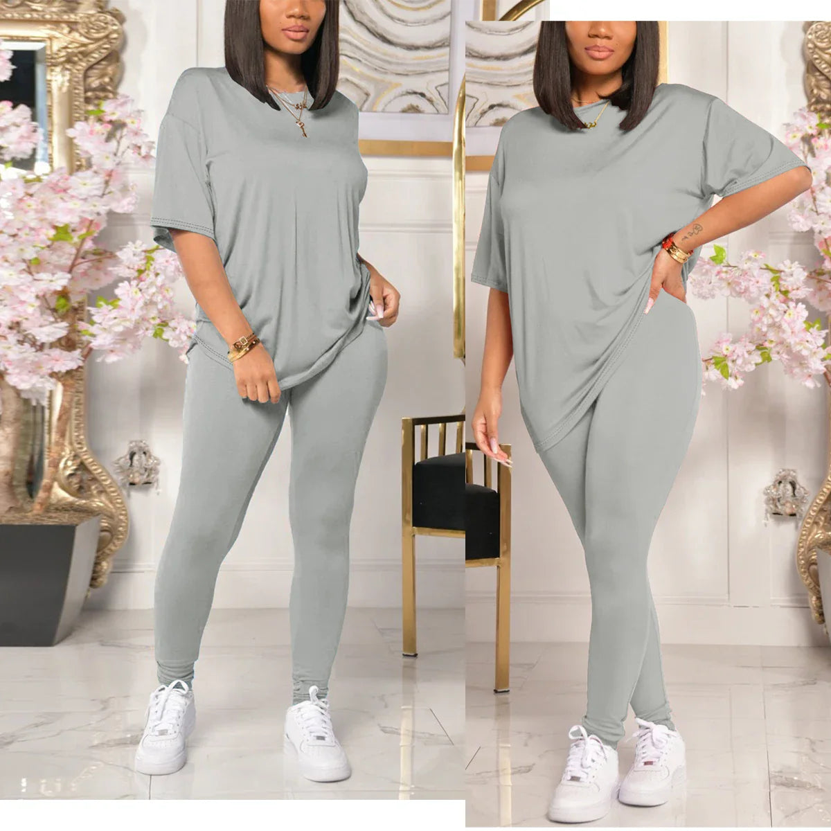 Women's Casual Two Piece Jogger Sets with Sweatshirt and Sweatpants