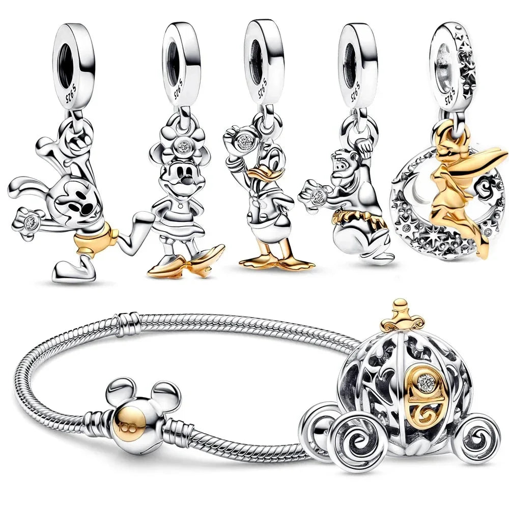 Disney Stitch and Minnie Mouse Charms Dangle Fit 925 Silver Bracelet for Jewelry Making
