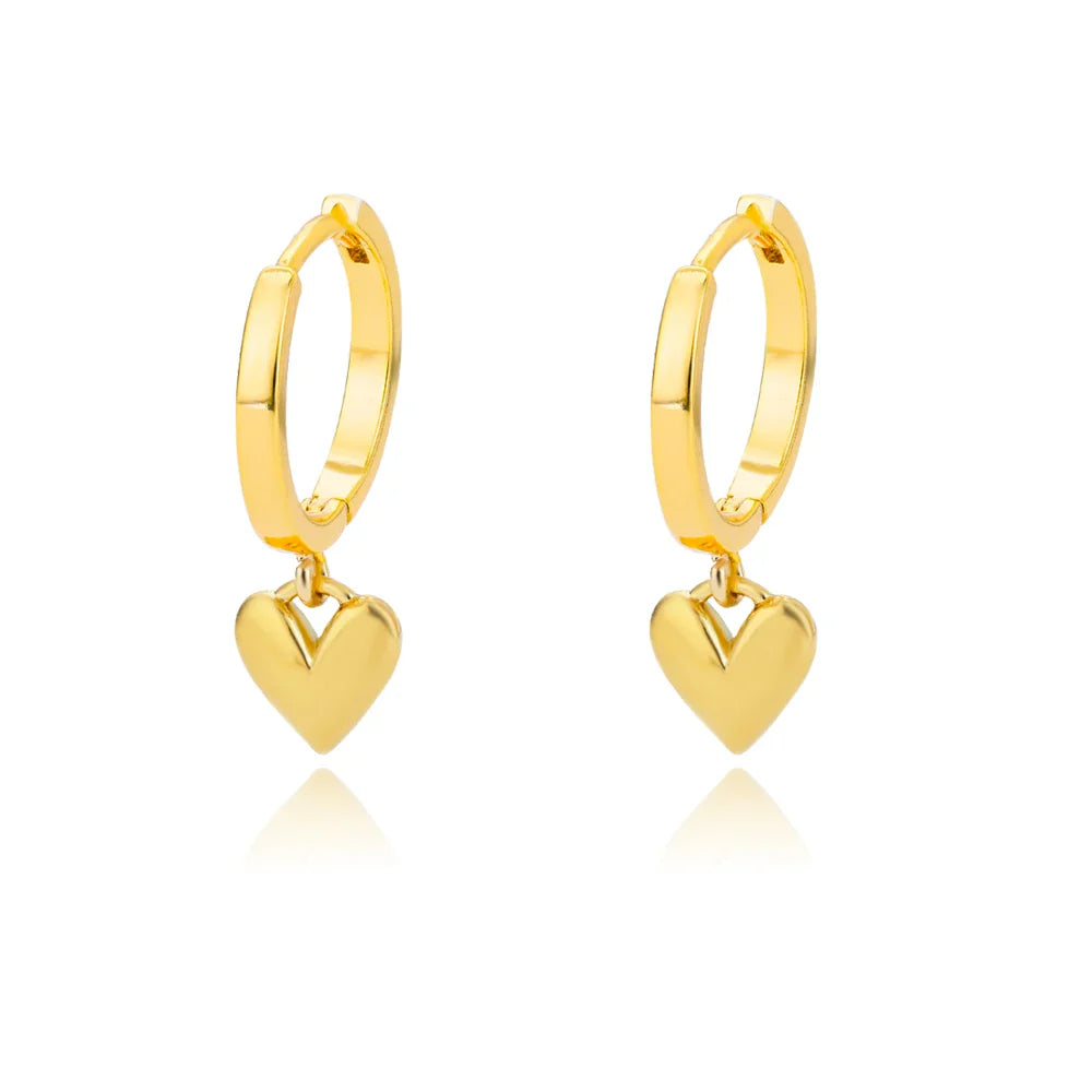 Stainless Steel Vintage Gold Heart Drop Earrings for Women Jewelry Gift