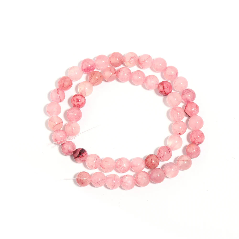 Natural Pink Persian Jade Stone Beads Loose Spacer Gem Beads for Jewelry Making DIY Bracelet and Necklace Accessories