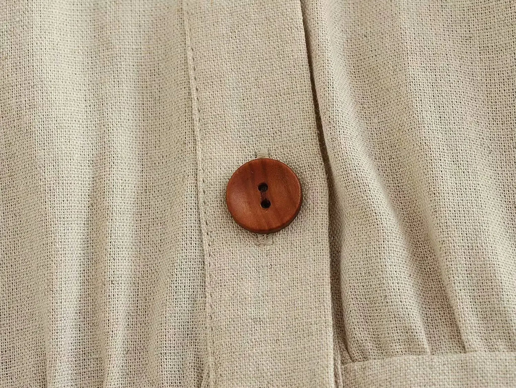 Summer Casual V Neck Sleeveless Linen Blend Jumpsuit Straight Long Holiday Style