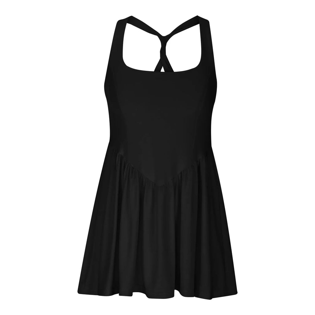 Womens Sleeveless Workout Romper With Built In Shorts