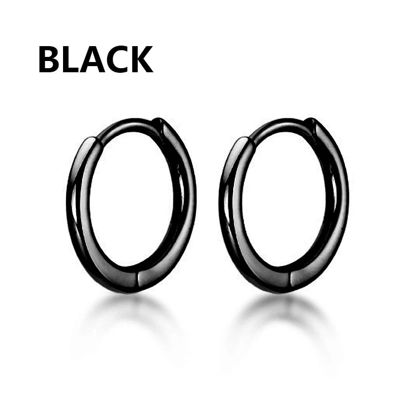 Unisex Black and Gold Stainless Steel Earrings for Punk Gothic Style Piercing Jewelry