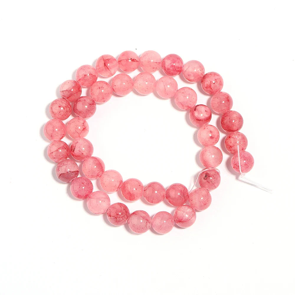 Natural Pink Persian Jade Stone Beads Loose Spacer Gem Beads for Jewelry Making DIY Bracelet and Necklace Accessories