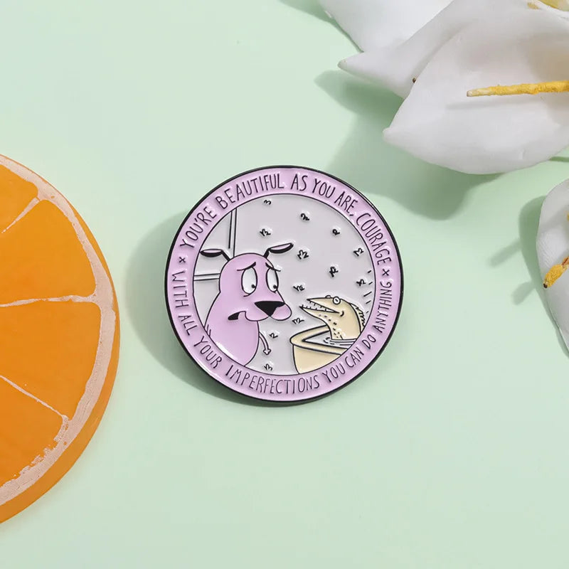 Cute Cartoon Pink Dog Enamel Pins Brooches Fashion Jewelry Accessories Gift for Kids and Friends