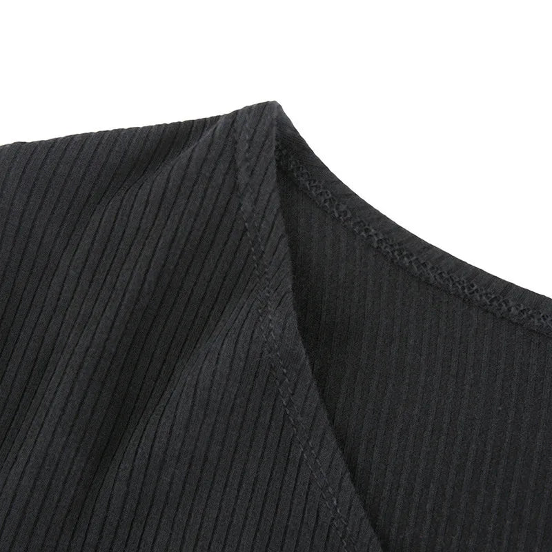 Womens V Neck Long Sleeve Slim Fit Dress With Ruffle Edge