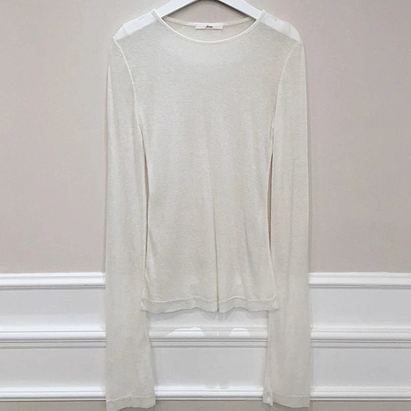 Korean Style Long Sleeve Slim Fit Women's T-Shirt Basic Elasticity Top