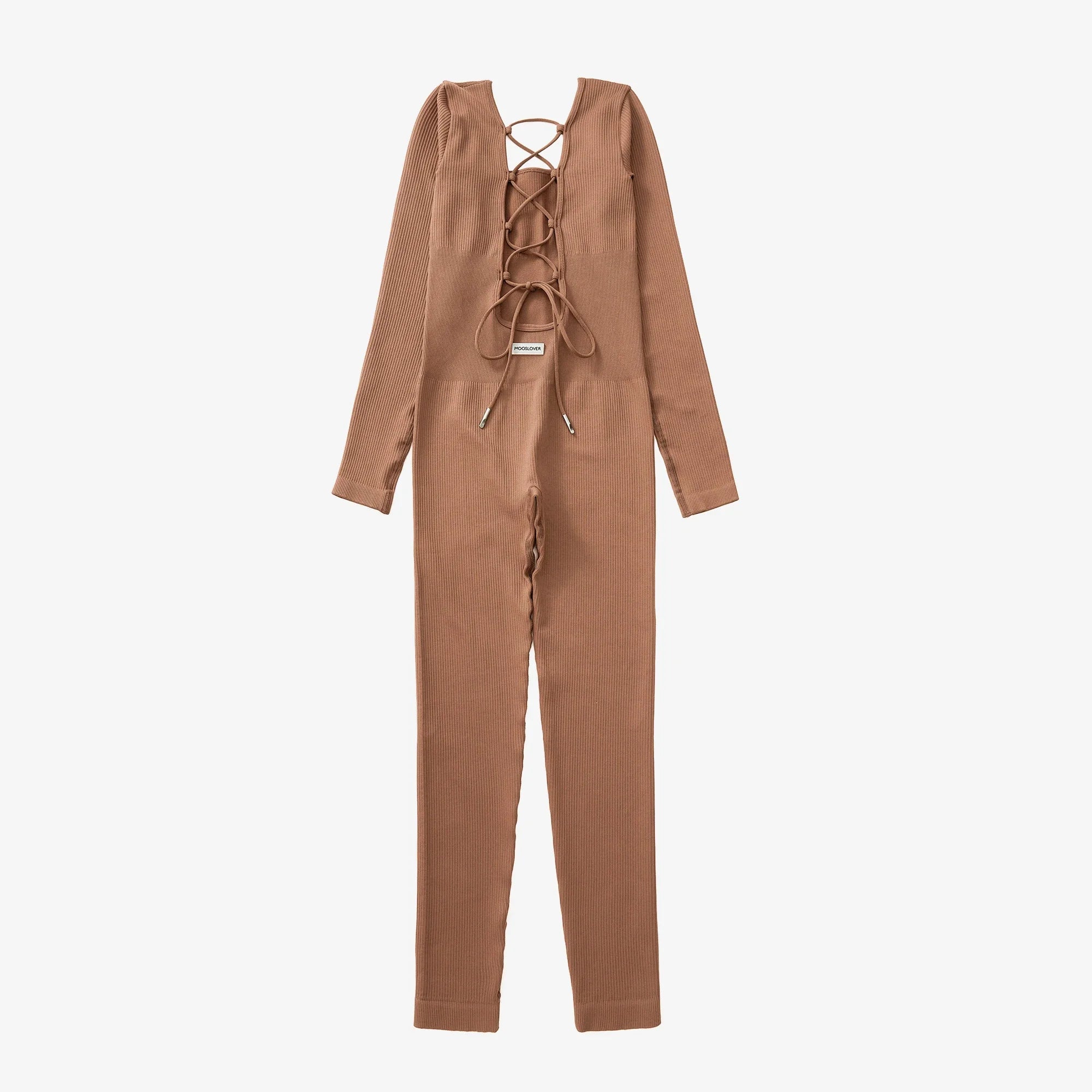 Bodycon Slim Fit Zipper Jumpsuit for Women Casual Brown Fitness Romper Streetwear Playsuit Overall