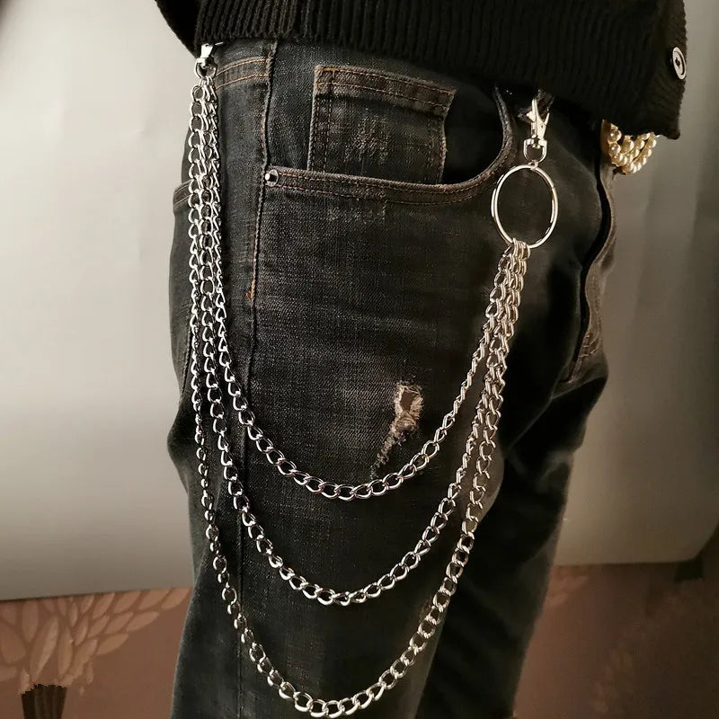 Metal Wallet Chain Keychain for Hip Hop Rock Punk Style Trousers with Hook and Clip Ring