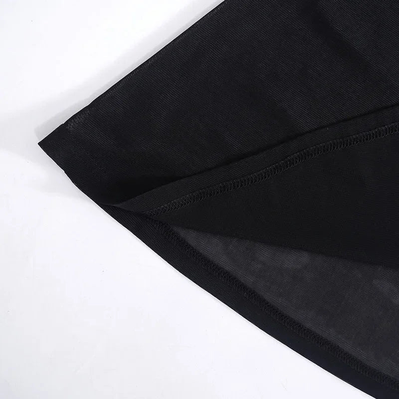 Slim Fit Sheer Dress For Women Lace Up Long Sleeve Fashion