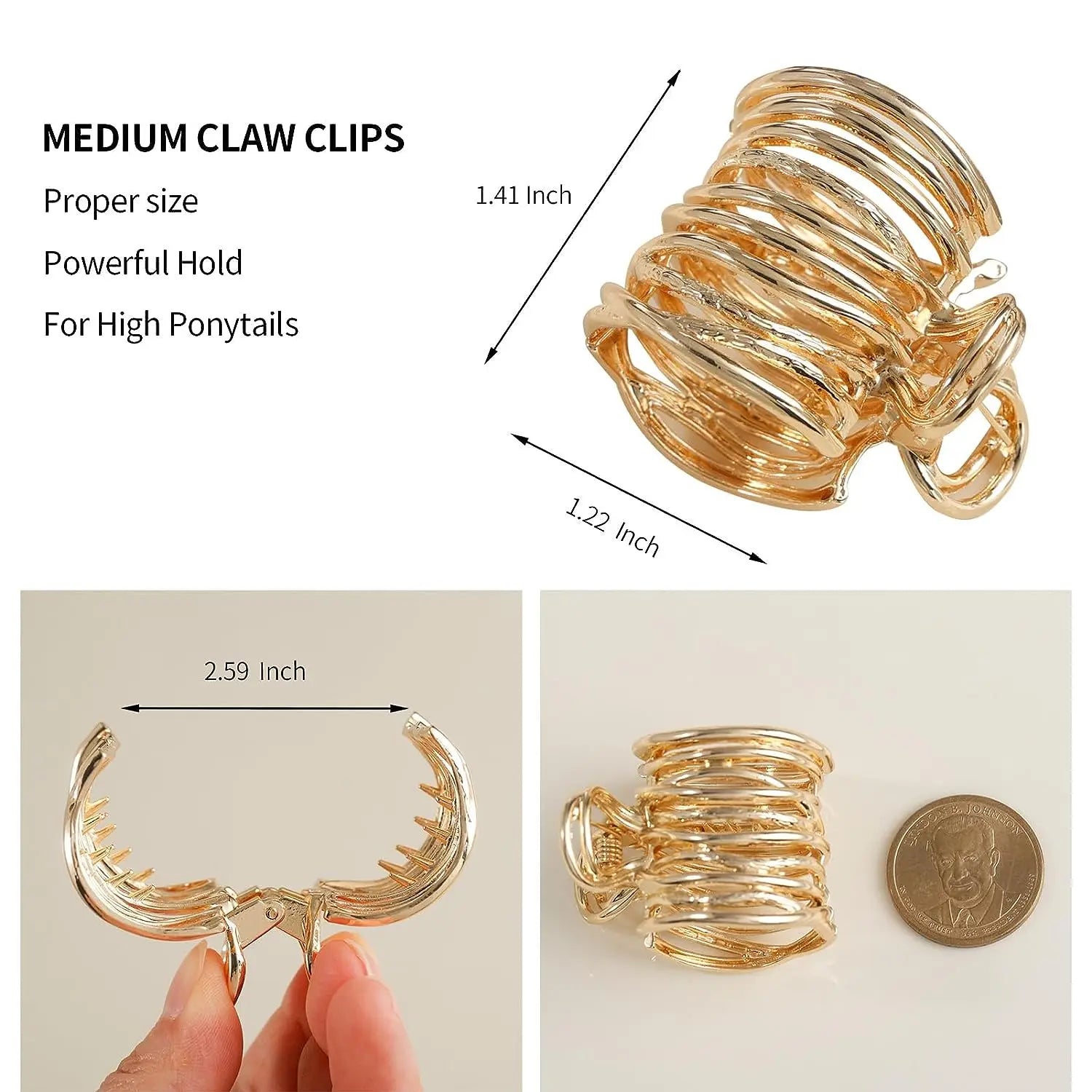 Gold Color Hollow Geometric Hair Clips for Women Stylish Metal Hair Claw and Headband Hairpin Accessories