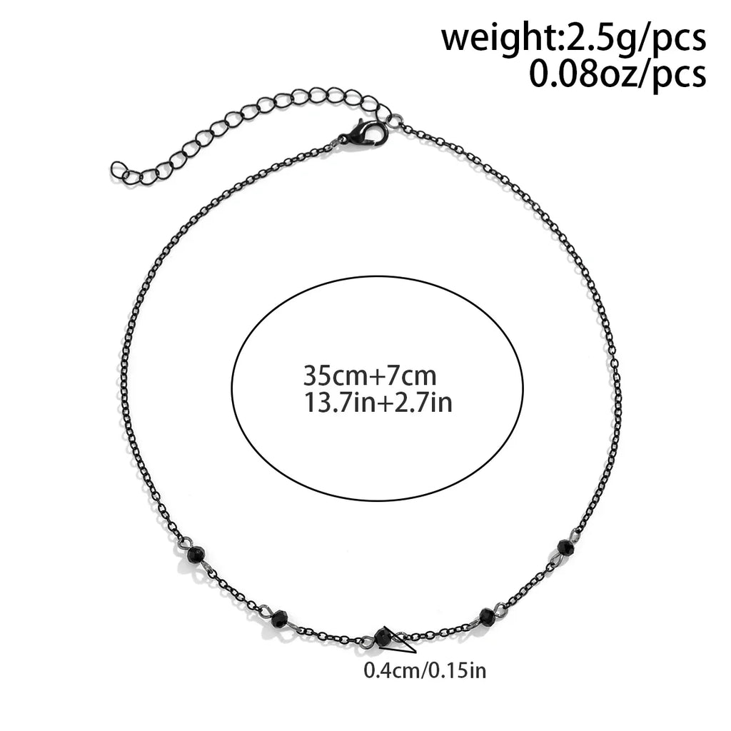 Minimalist Crystal Beads Ball Chain Necklace for Women Simple Black Link Choker Jewelry for Parties and Weddings