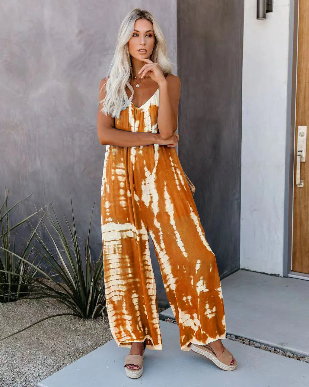 Women's Sexy Suspender Jumpsuit with Wide Leg Pants Elegant Chic Sleeveless Romper