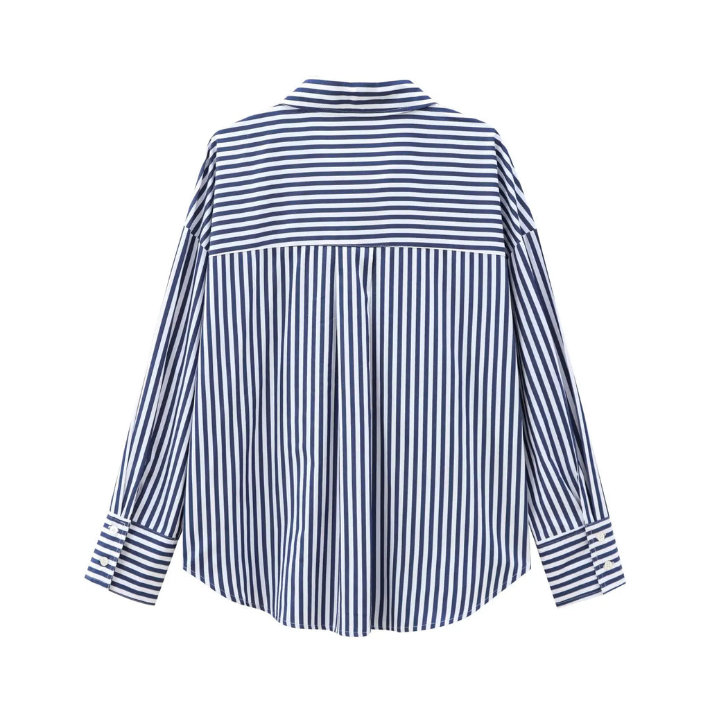 Women's Casual Versatile Loose Poplin Shirt Lightweight Basic Button-Up for Autumn Fashion