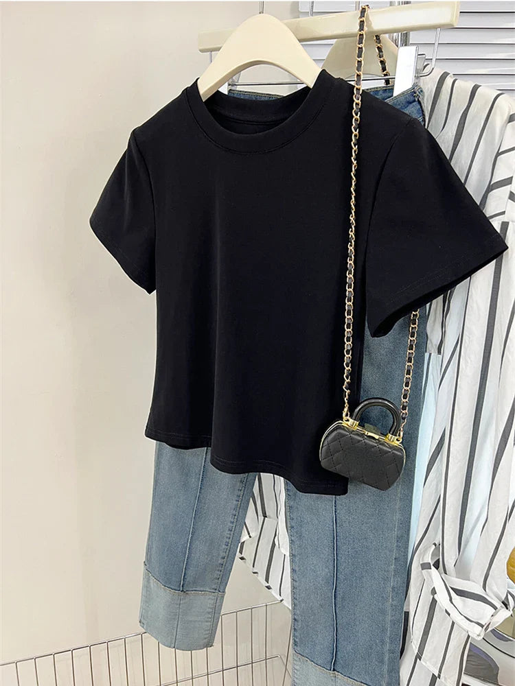 Oversized Cotton T-Shirt for Women, Short Sleeve Spring Tee with Trendy Print, Casual Y2K Style Top