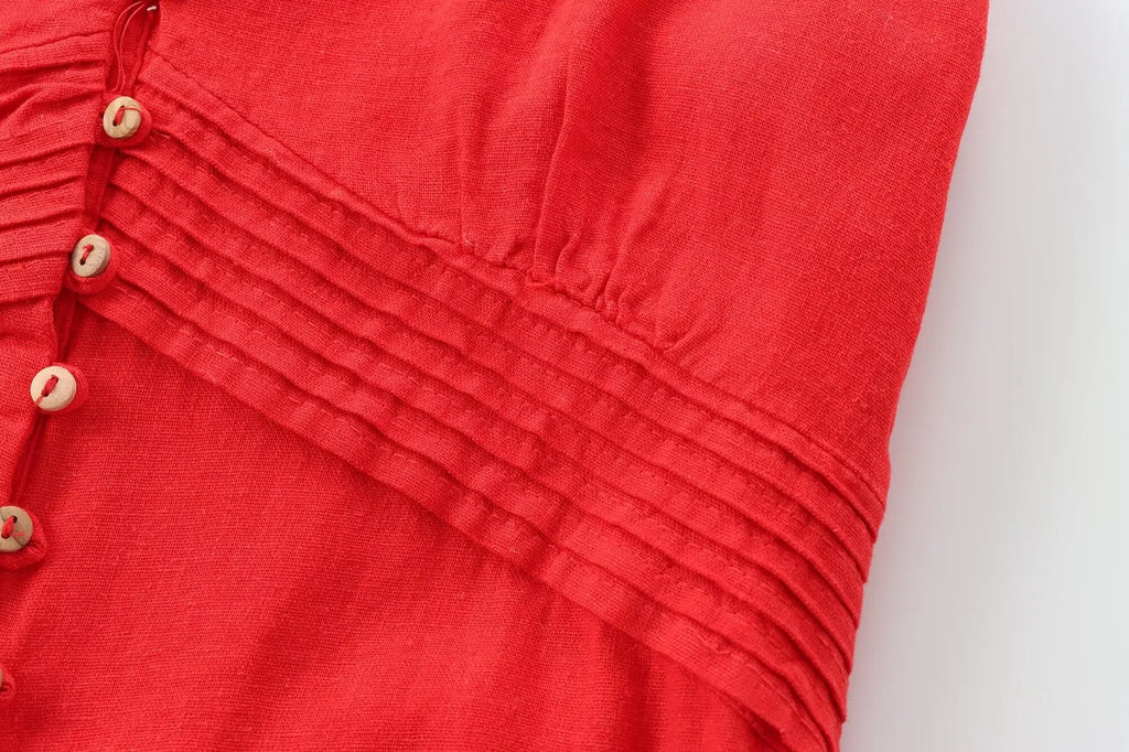 Linen Blended Suspender Dress For Women Summer French