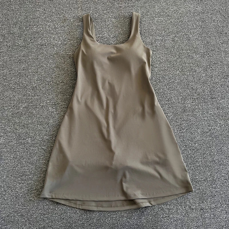 Women Tennis Dress With Built In Chest Pads One Piece Skort