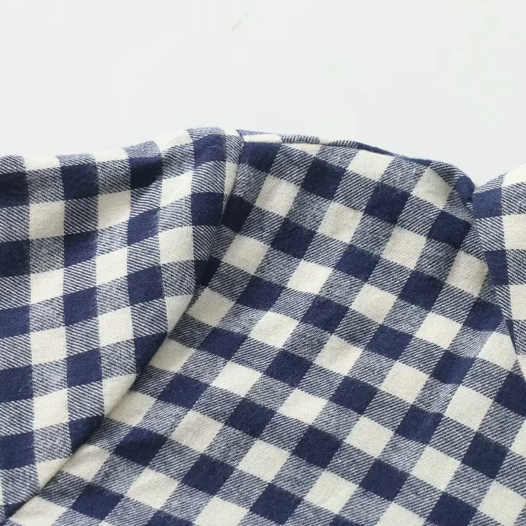 Heavy Embroidered Retro Plaid Shirt with Classic All-Match Design and Vintage Charm