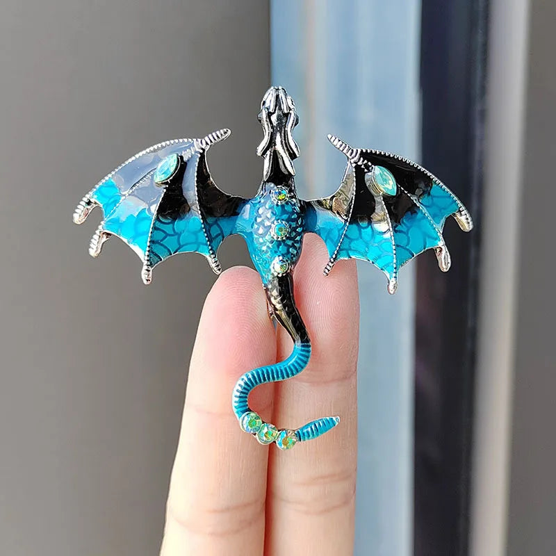 Custom Diamond-Encrusted Dragon Brooch Enameled Animal Pin for Stylish Accessories