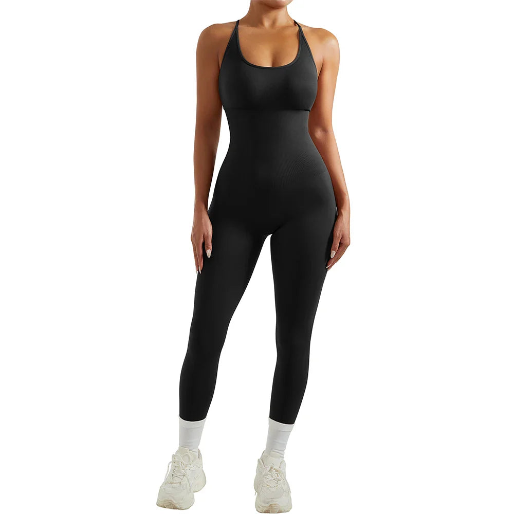 Solid Sexy Sleeveless Jumpsuit for Women Summer Backless Bodycon Romper Casual Playsuit Trendy Sportswear Streetwear