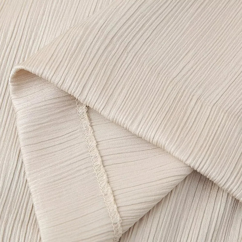 Women's Double Breasted Suit Jacket and Pants Set with Wrinkle Effect for Spring and Summer Fashion