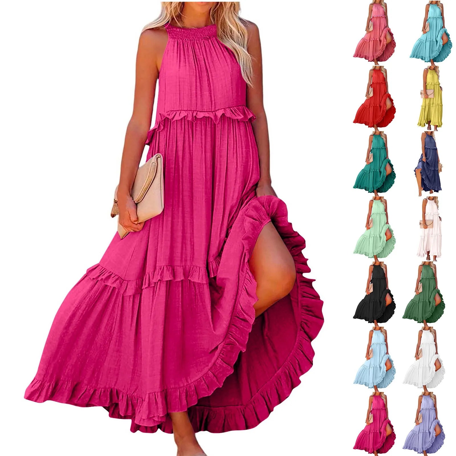 Women Summer Maxi Dress Lightweight Beach Swing Dress