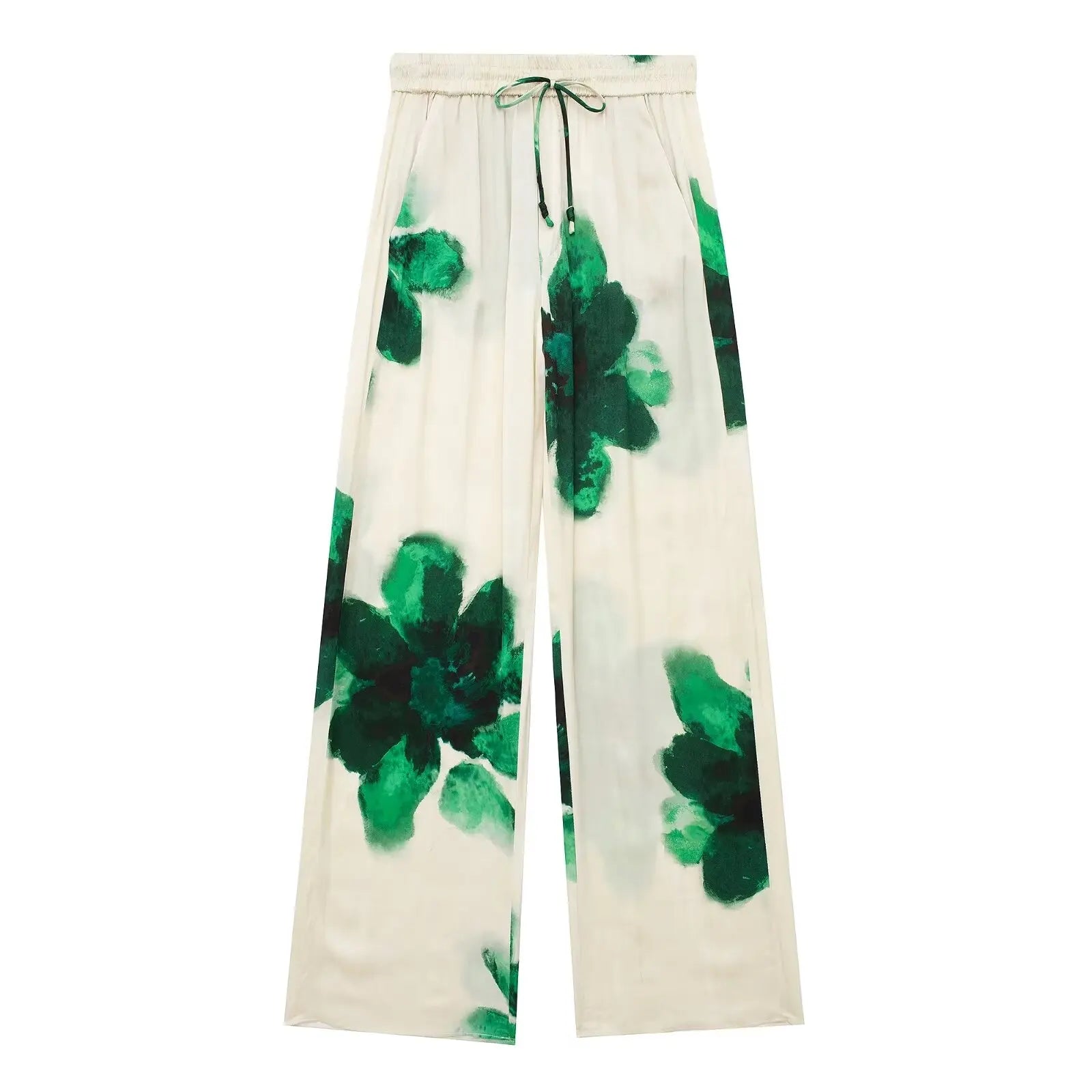 Floral Print Button-Up Shirt and Elastic Waist Wide Leg Pants Summer Set for Women