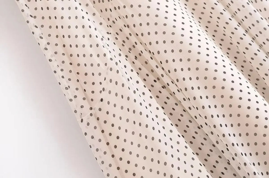 Polka Dot Midi Dress For Women Halter Neck Backless Pleated