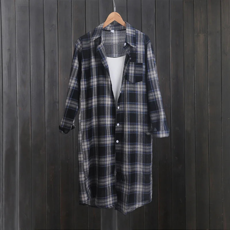 Women's Plaid Long Sleeve Shirt Vintage Button-Up Blouse Casual Lightweight Summer Top