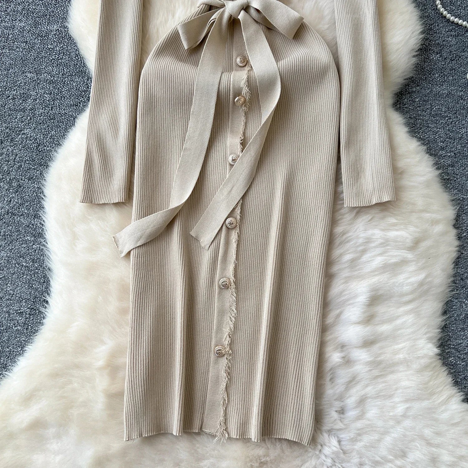 Womens Knit Dress Long Sleeve Sweater Casual Elegant