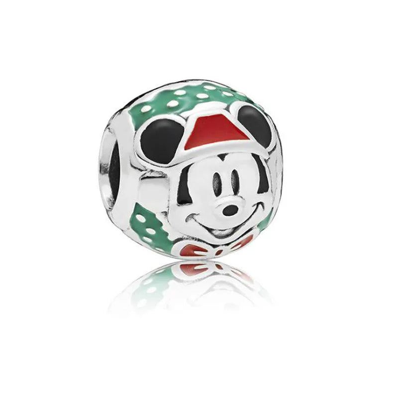 Disney 925 Sterling Silver DIY Charm Compatible With 3mm Bracelets Featuring Mickey Mouse Ferris Wheel And Suitcase Designs