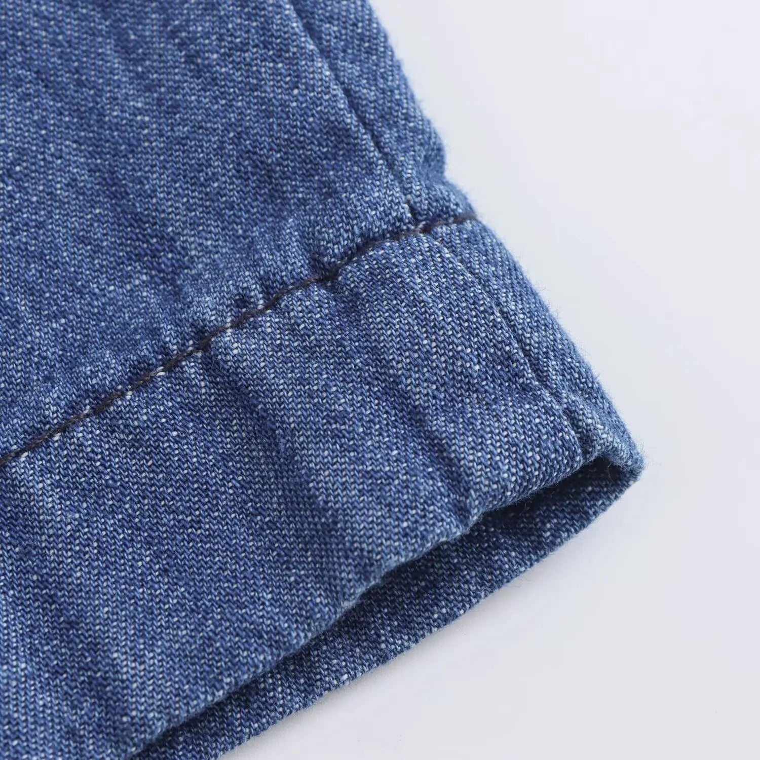 Women's Slim Fit Denim Shirt with Bow Decoration and Wide Leg Loose Long Suit