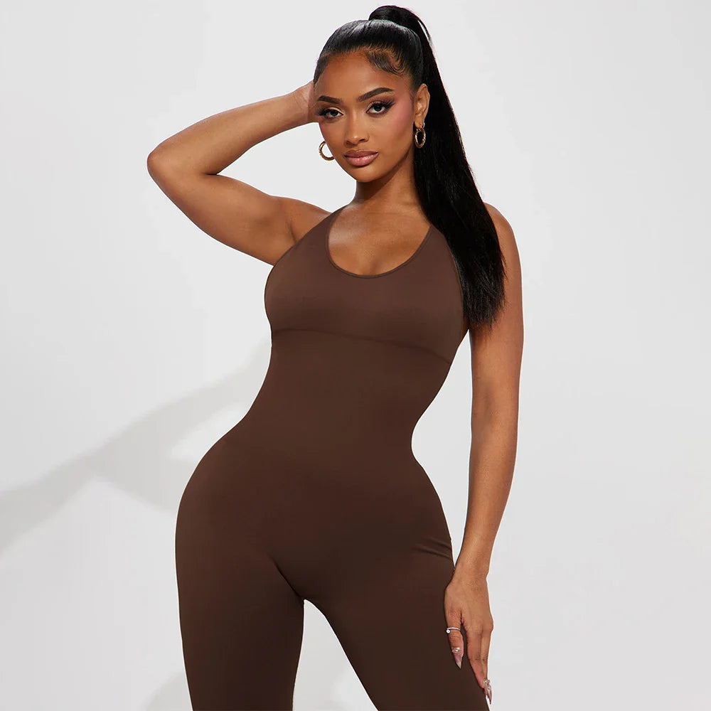 Solid Sexy Sleeveless Jumpsuit for Women Summer Backless Bodycon Romper Casual Playsuit Trendy Sportswear Streetwear
