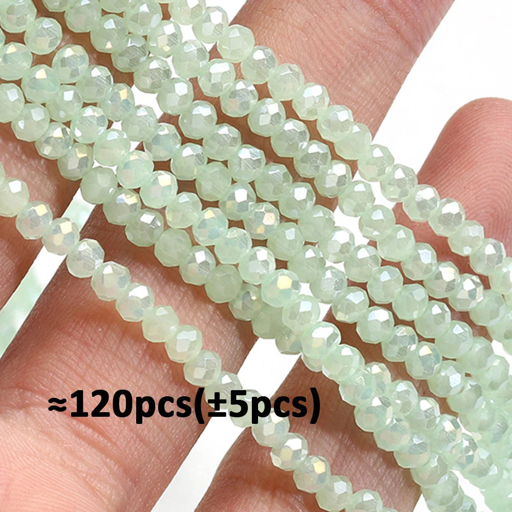 120 Pieces Crystal Glass Rondelle Beads Faceted Round Loose Spacer Beads for Jewelry Making