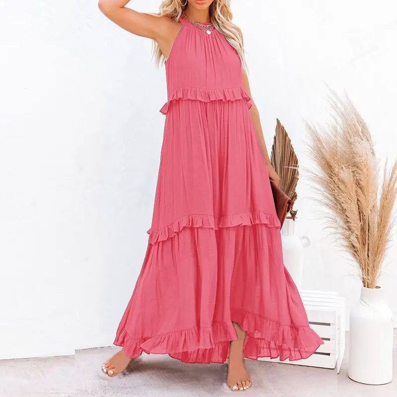 Summer Sleeveless Maxi Dress With Irregular Hem For Holiday